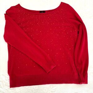 Worthington Petite Red sparkle pullover size PXL